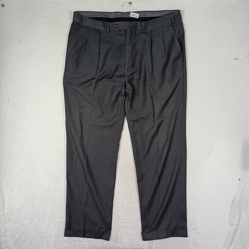 Lauren Ralph Lauren Dress Pants Mens 40x32 Grey Pleated Cuffed Work Wear Classic